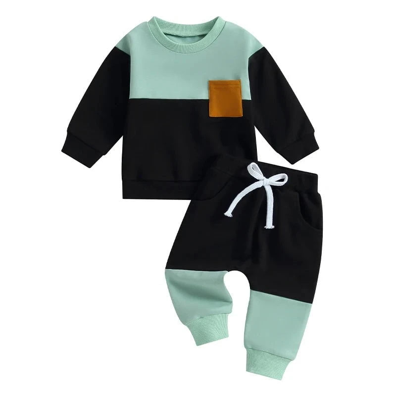 Giggles And Grab Lioraitiin baby boy pants set B / 6M / United States Lioraitiin 0-3 Years Baby Boy 2PCS Autumn Pants Set – Contrast Color Long Sleeve Sweatshirt & Sweatpants Clothes"