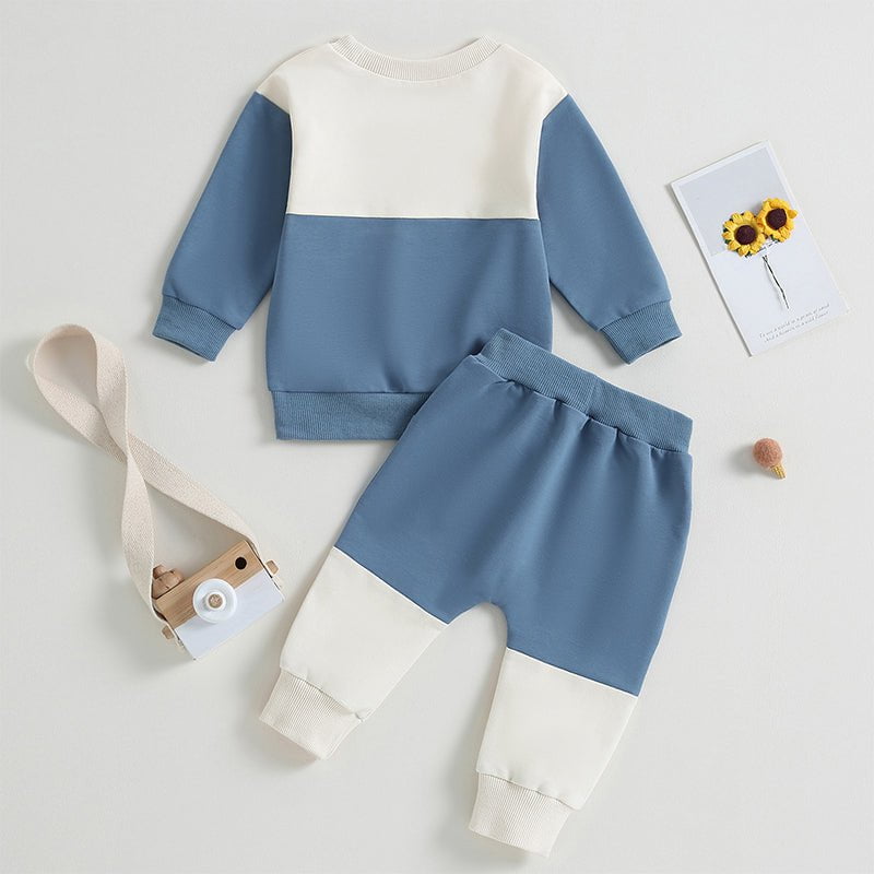 Giggles And Grab Lioraitiin baby boy pants set Lioraitiin 0-3 Years Baby Boy 2PCS Autumn Pants Set – Contrast Color Long Sleeve Sweatshirt & Sweatpants Clothes"