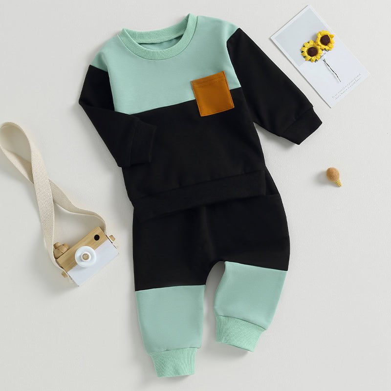 Giggles And Grab Lioraitiin baby boy pants set Lioraitiin 0-3 Years Baby Boy 2PCS Autumn Pants Set – Contrast Color Long Sleeve Sweatshirt & Sweatpants Clothes"