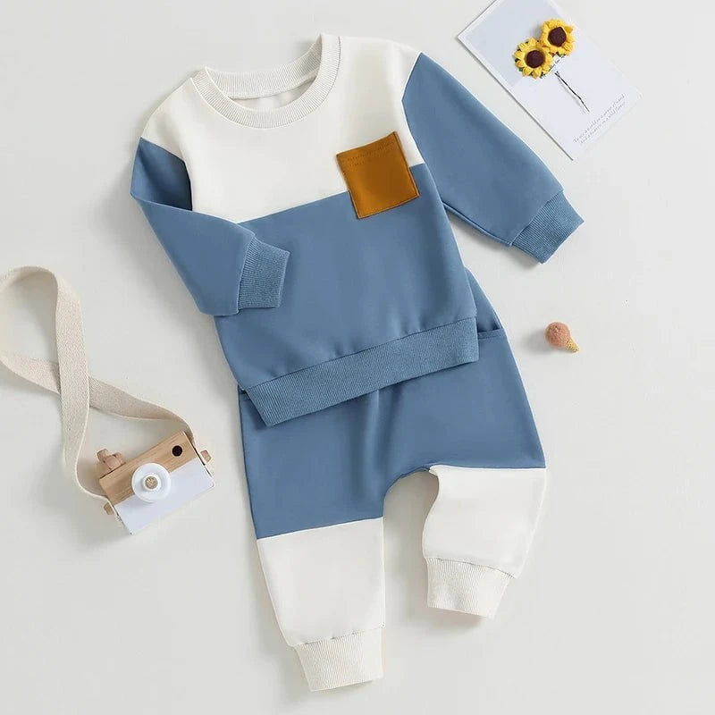 Giggles And Grab Lioraitiin baby boy pants set Lioraitiin 0-3 Years Baby Boy 2PCS Autumn Pants Set – Contrast Color Long Sleeve Sweatshirt & Sweatpants Clothes"