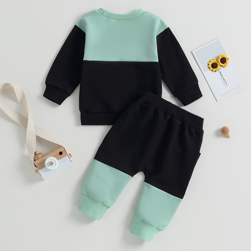 Giggles And Grab Lioraitiin baby boy pants set Lioraitiin 0-3 Years Baby Boy 2PCS Autumn Pants Set – Contrast Color Long Sleeve Sweatshirt & Sweatpants Clothes"