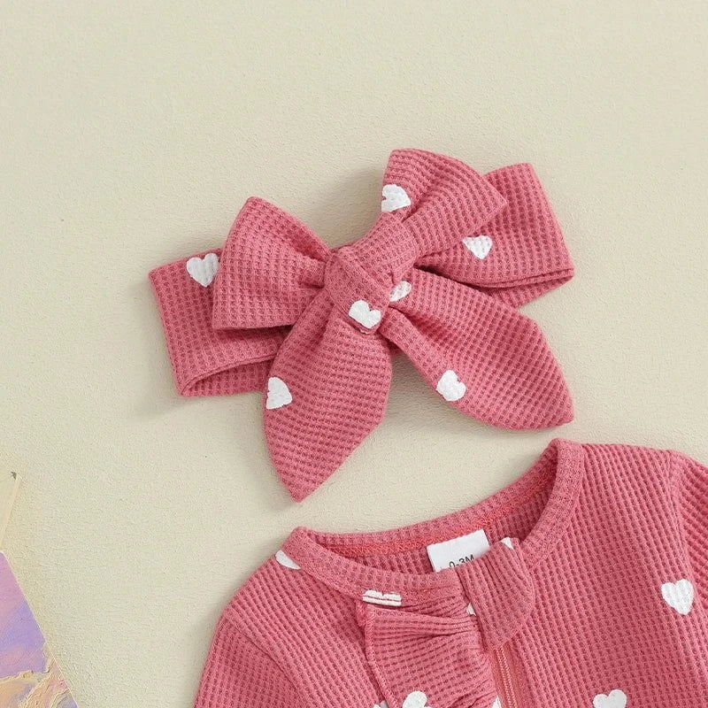 Giggles And Grab lioraitiin baby girl valentines day ruffle Lioraitiin 0-6M Baby Girl Valentine's Day Ruffle Heart Romper & Headband Set"