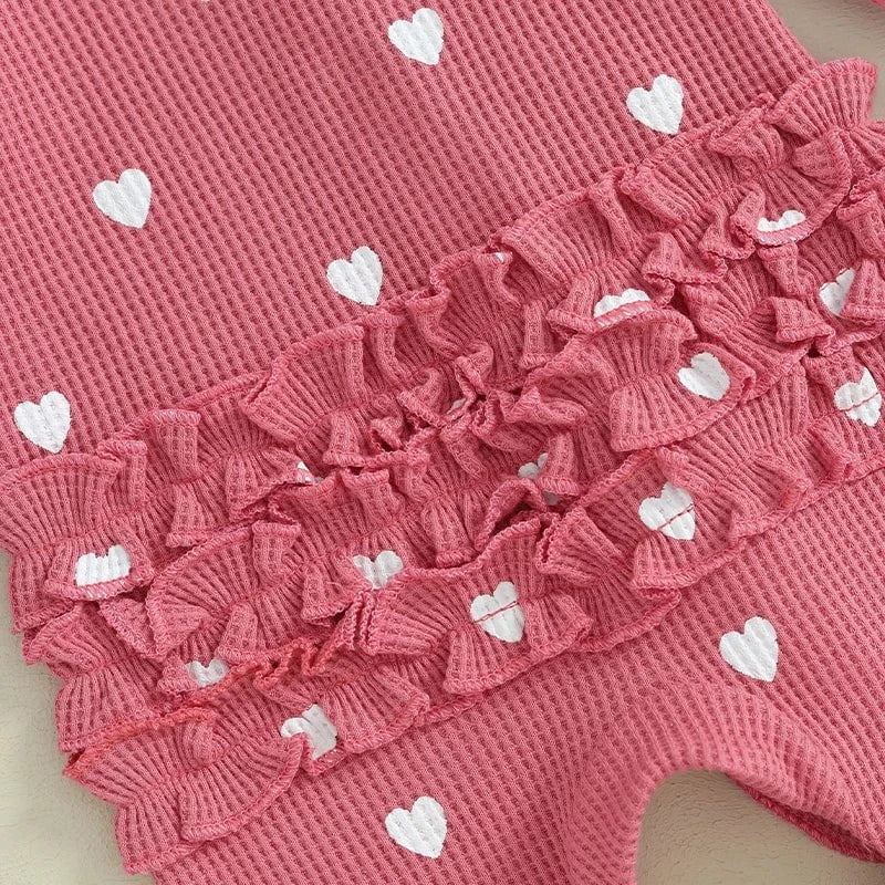 Giggles And Grab lioraitiin baby girl valentines day ruffle Lioraitiin 0-6M Baby Girl Valentine's Day Ruffle Heart Romper & Headband Set"