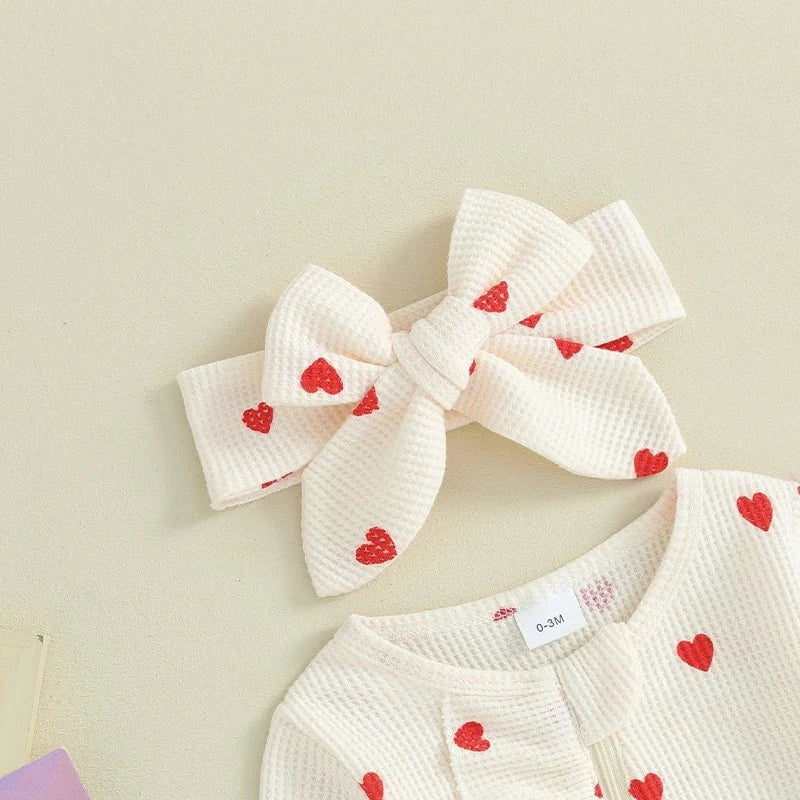 Giggles And Grab lioraitiin baby girl valentines day ruffle Lioraitiin 0-6M Baby Girl Valentine's Day Ruffle Heart Romper & Headband Set"
