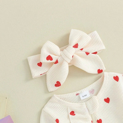 Giggles And Grab lioraitiin baby girl valentines day ruffle Lioraitiin 0-6M Baby Girl Valentine's Day Ruffle Heart Romper & Headband Set"