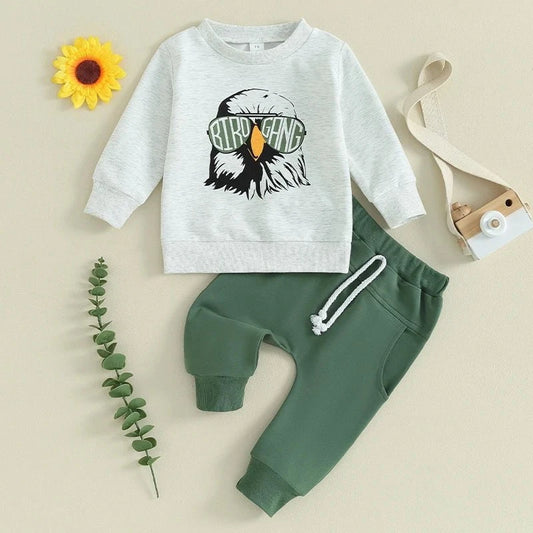Giggles And Grab Lioraitiin toddler baby boy outfit Lioraitiin 0-3Y Toddler Baby Boy Football Outfits – Eagles Sweatshirt & Jogger Pants Set Infant Clothes"