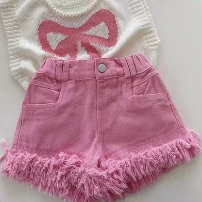 Giggles And Grab New kids short set New Kids Short Sleeve Suit Striped Girls Set Summer Tops + Shorts Baby Clothes Children's Wear Kids Outfits 2024"