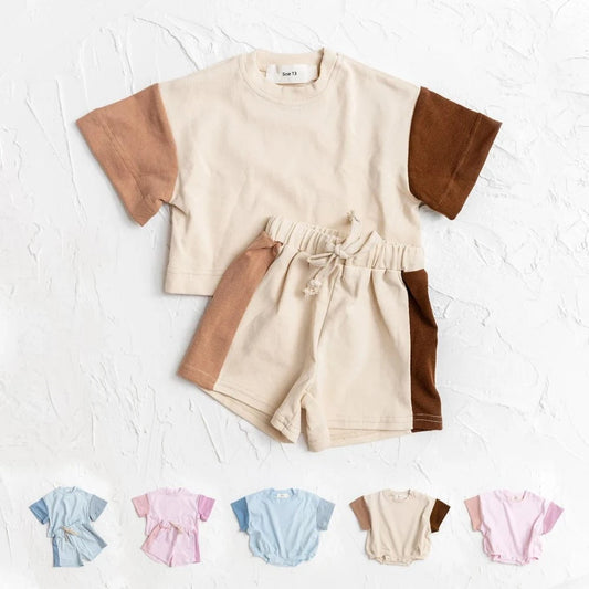 Giggles And Grab New summer cotton toddler shorts set New Summer Cotton Toddler T-Shirt & Shorts Set – Baby Boys & Girls Casual Outfit 2PCS"