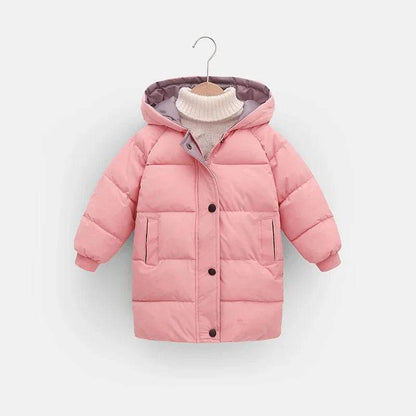 Kids Down Long Outerwear Winter Autumn Teen Cotton Clothes Boys Girls Cotton-Padded Parka Coats Big Children Thicken Warm Jacket - Giggles And Grab