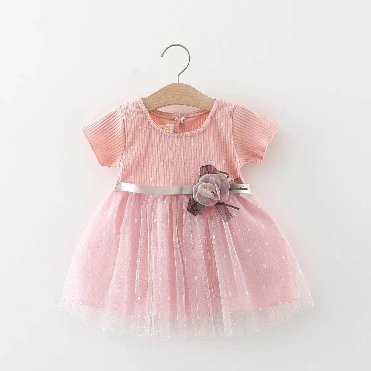 Baby Dress Summer Cute Flower Decoration Baby Girl Dress Birthday Party Girl Princess Dress Baby Clothes Girl - Giggles And Grab