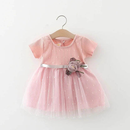 Baby Dress Summer Cute Flower Decoration Baby Girl Dress Birthday Party Girl Princess Dress Baby Clothes Girl - Giggles And Grab