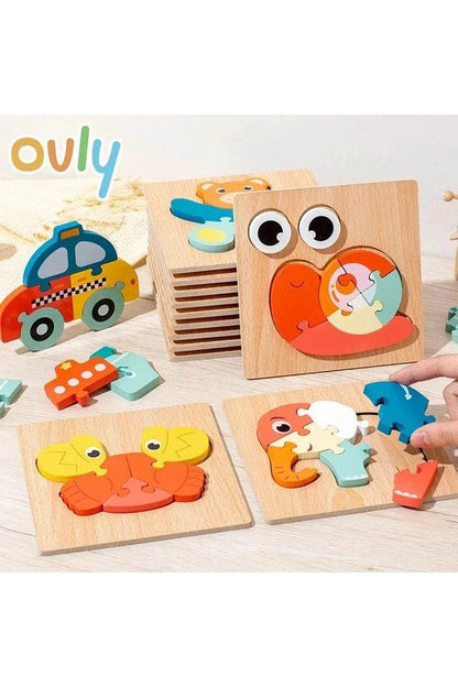 4Pcs 3D Wooden Animal Puzzle - Early Education Development Toys for Toddlers (2-3 Years) - Giggles And Grab