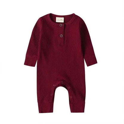 Summer Unisex Newborn Baby Clothes Solid Color Baby Rompers Cotton Long Sleeve Toddler Romper Infant Clothing 3-18 Months - Giggles And Grab