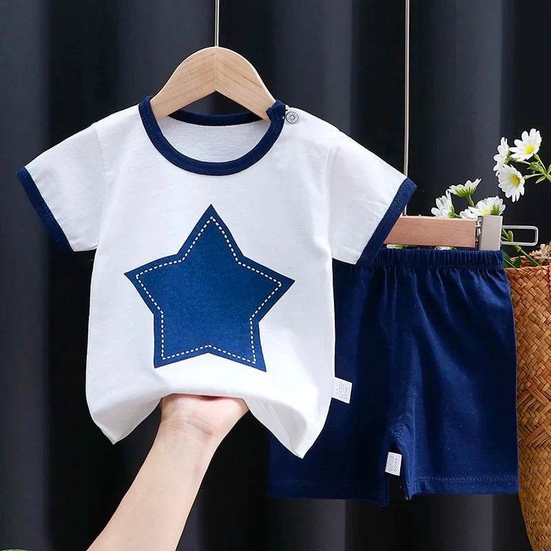 Kids Clothes Set Baby Boy/Girl T-Shirt + Shorts Summer Clothing Cotton Cartoon Casual Boys Tracksuit Children Baby Clothes Set - Giggles And Grab
