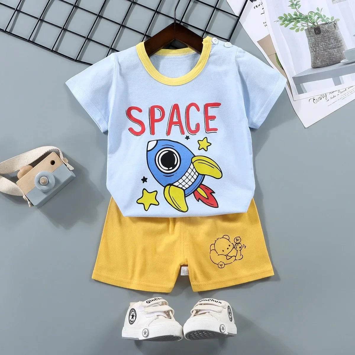 2PCS Mother Kids Clothes Children's Sets Boys Girls T-shirt Shorts Summer Cotton Short Sleeve Baby Children Clothing Toddler Suit - Giggles And Grab