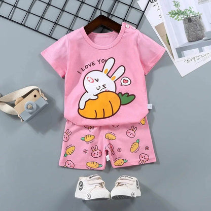 2PCS Mother Kids Clothes Children's Sets Boys Girls T-shirt Shorts Summer Cotton Short Sleeve Baby Children Clothing Toddler Suit - Giggles And Grab