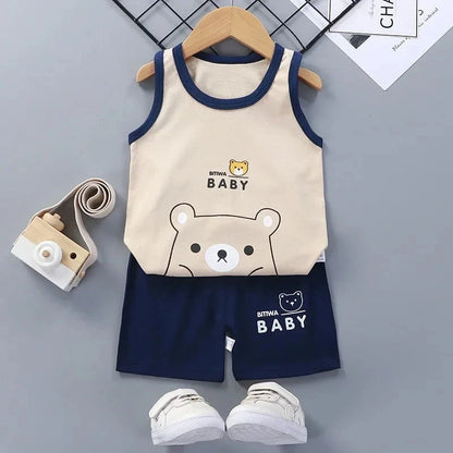 Giggles And Grab Style 5 / 6T-7T Children Sets Kids Clothes Boys Girls Vest Suit  Summer Children's Clothing baby Cotton T-Shirts Shorts Tank Top Sleeveless