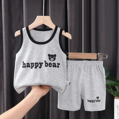 Giggles And Grab style 5 / 8T 2PCS Children Sets Kids Clothes Vest Suit  Summer Children Clothing baby Cotton T-Shirts Shorts Tank Top  Boys Girls Sleeveless