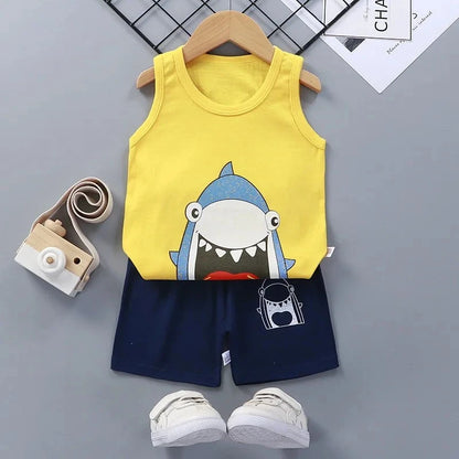 Giggles And Grab style 6 / 3T Children Sets Kids Clothes Boys Girls Vest Suit  Summer Children's Clothing baby Cotton T-Shirts Shorts Tank Top Sleeveless
