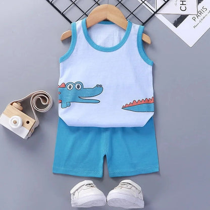 Giggles And Grab style 7 / 3T Children Sets Kids Clothes Boys Girls Vest Suit  Summer Children's Clothing baby Cotton T-Shirts Shorts Tank Top Sleeveless