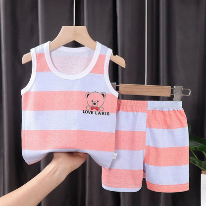 Giggles And Grab style 7 / 8T 2PCS Children Sets Kids Clothes Vest Suit  Summer Children Clothing baby Cotton T-Shirts Shorts Tank Top  Boys Girls Sleeveless