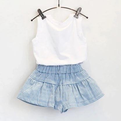 Giggles And Grab Summer baby clothing set Summer Baby Girls Clothes Toddler Clothing Vest + Shorts 2PCS Set Children Girls Costume 0-7 Years Infant Outfits Kidswear BC1152"
