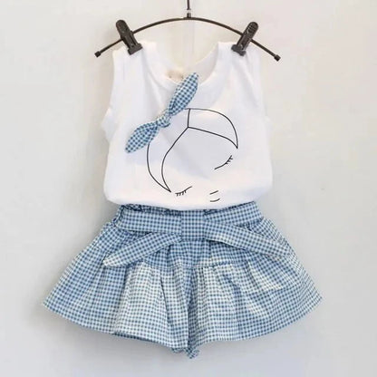 Giggles And Grab Summer baby clothing set Summer Baby Girls Clothes Toddler Clothing Vest + Shorts 2PCS Set Children Girls Costume 0-7 Years Infant Outfits Kidswear BC1152"