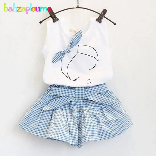 Giggles And Grab Summer baby clothing set Summer Baby Girls Clothes Toddler Clothing Vest + Shorts 2PCS Set Children Girls Costume 0-7 Years Infant Outfits Kidswear BC1152"