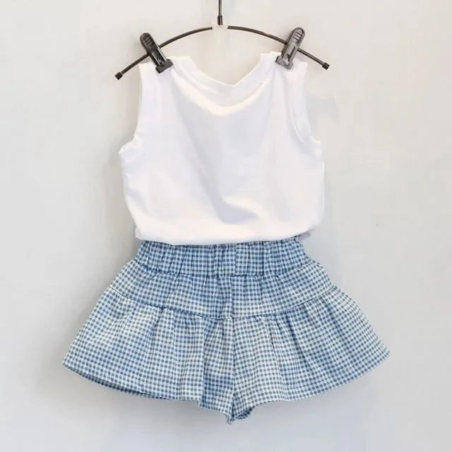 Giggles And Grab Summer baby clothing set Summer Baby Girls Clothes Toddler Clothing Vest + Shorts 2PCS Set Children Girls Costume 0-7 Years Infant Outfits Kidswear BC1152"