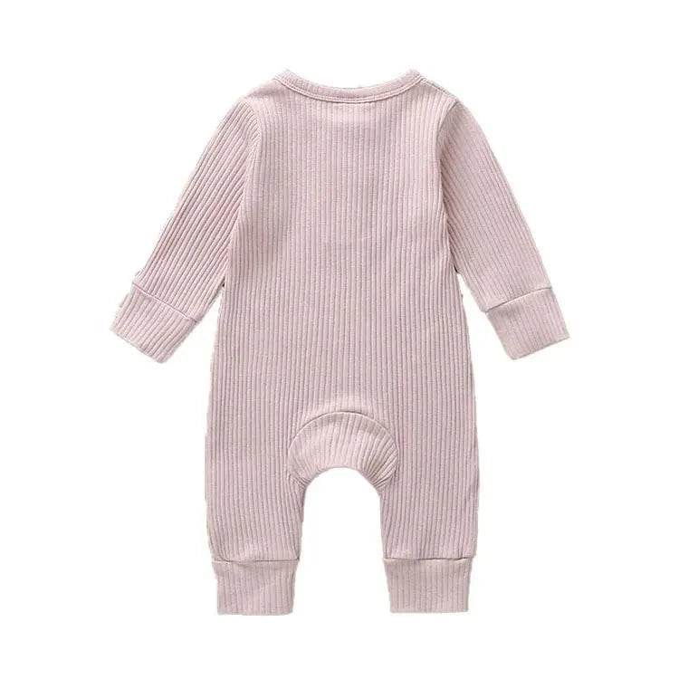 Summer Unisex Newborn Baby Clothes Solid Color Baby Rompers Cotton Long Sleeve Toddler Romper Infant Clothing 3-18 Months - Giggles And Grab