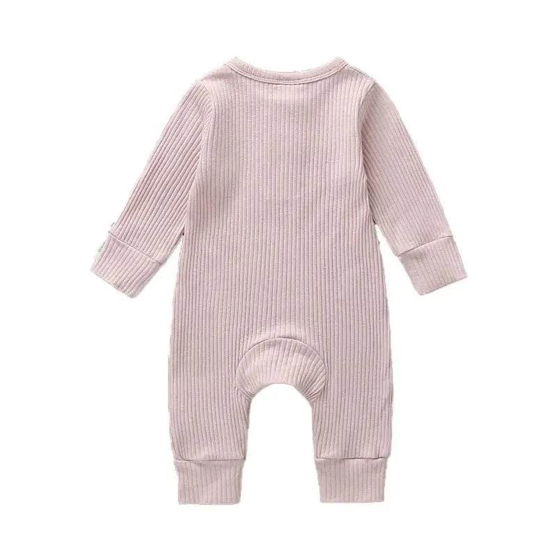 Summer Unisex Newborn Baby Clothes Solid Color Baby Rompers Cotton Long Sleeve Toddler Romper Infant Clothing 3-18 Months - Giggles And Grab