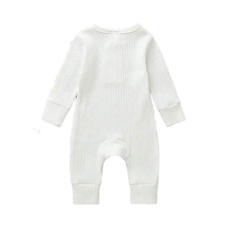 Summer Unisex Newborn Baby Clothes Solid Color Baby Rompers Cotton Long Sleeve Toddler Romper Infant Clothing 3-18 Months - Giggles And Grab