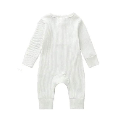Summer Unisex Newborn Baby Clothes Solid Color Baby Rompers Cotton Long Sleeve Toddler Romper Infant Clothing 3-18 Months - Giggles And Grab