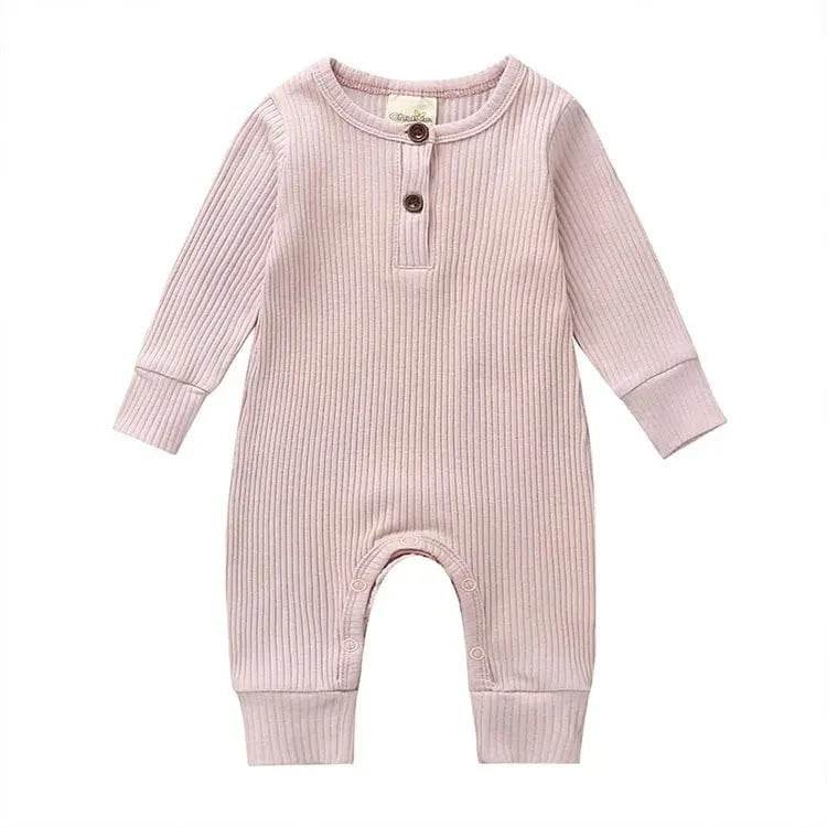 Summer Unisex Newborn Baby Clothes Solid Color Baby Rompers Cotton Long Sleeve Toddler Romper Infant Clothing 3-18 Months - Giggles And Grab