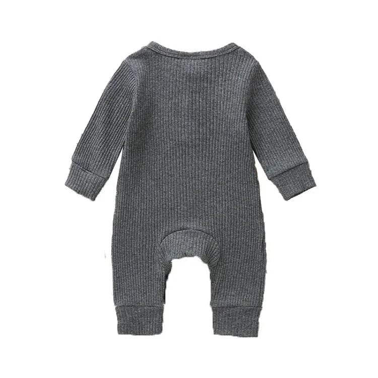 Summer Unisex Newborn Baby Clothes Solid Color Baby Rompers Cotton Long Sleeve Toddler Romper Infant Clothing 3-18 Months - Giggles And Grab
