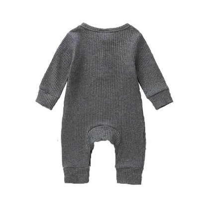 Summer Unisex Newborn Baby Clothes Solid Color Baby Rompers Cotton Long Sleeve Toddler Romper Infant Clothing 3-18 Months - Giggles And Grab