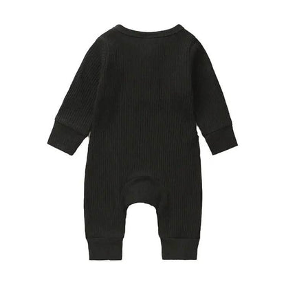 Summer Unisex Newborn Baby Clothes Solid Color Baby Rompers Cotton Long Sleeve Toddler Romper Infant Clothing 3-18 Months - Giggles And Grab