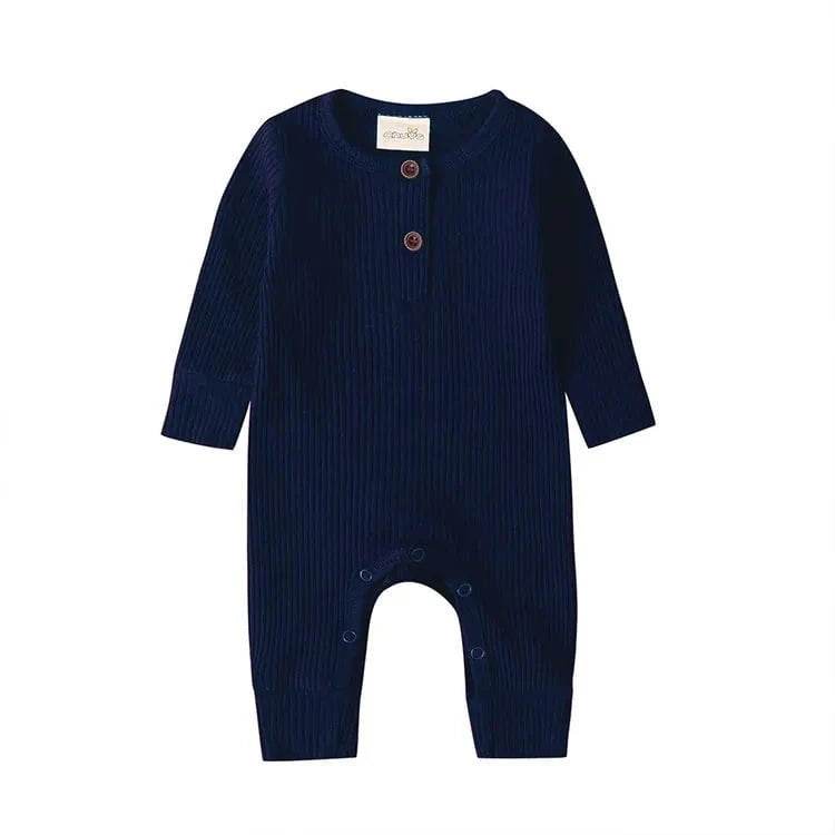 Summer Unisex Newborn Baby Clothes Solid Color Baby Rompers Cotton Long Sleeve Toddler Romper Infant Clothing 3-18 Months - Giggles And Grab