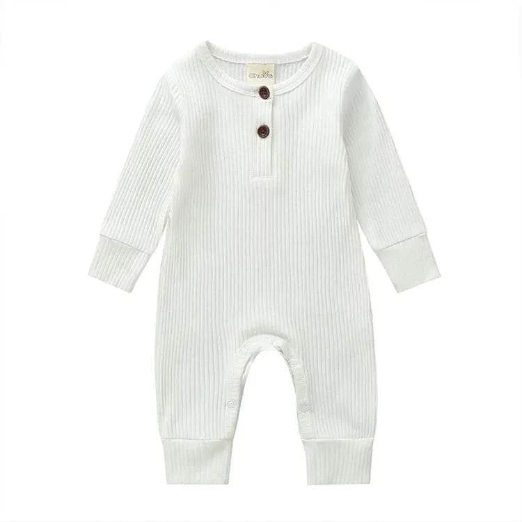 Summer Unisex Newborn Baby Clothes Solid Color Baby Rompers Cotton Long Sleeve Toddler Romper Infant Clothing 3-18 Months - Giggles And Grab