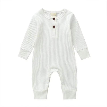 Summer Unisex Newborn Baby Clothes Solid Color Baby Rompers Cotton Long Sleeve Toddler Romper Infant Clothing 3-18 Months - Giggles And Grab