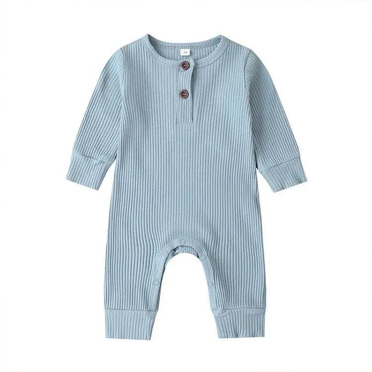 Summer Unisex Newborn Baby Clothes Solid Color Baby Rompers Cotton Long Sleeve Toddler Romper Infant Clothing 3-18 Months - Giggles And Grab