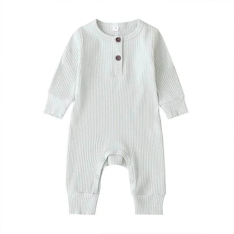 Summer Unisex Newborn Baby Clothes Solid Color Baby Rompers Cotton Long Sleeve Toddler Romper Infant Clothing 3-18 Months - Giggles And Grab