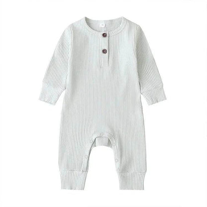 Summer Unisex Newborn Baby Clothes Solid Color Baby Rompers Cotton Long Sleeve Toddler Romper Infant Clothing 3-18 Months - Giggles And Grab