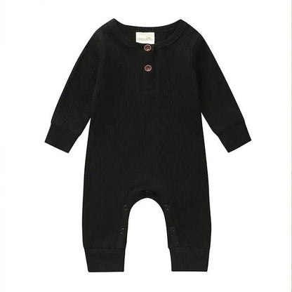 Summer Unisex Newborn Baby Clothes Solid Color Baby Rompers Cotton Long Sleeve Toddler Romper Infant Clothing 3-18 Months - Giggles And Grab