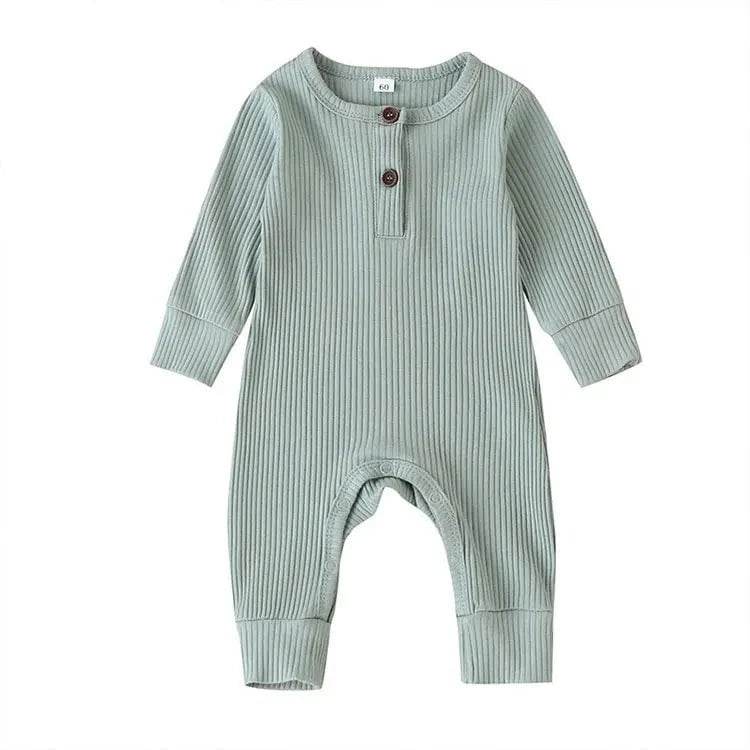 Summer Unisex Newborn Baby Clothes Solid Color Baby Rompers Cotton Long Sleeve Toddler Romper Infant Clothing 3-18 Months - Giggles And Grab