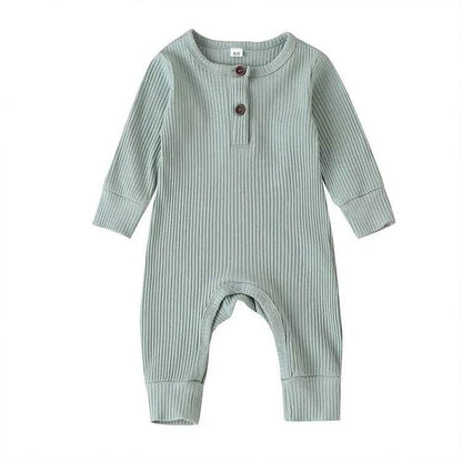 Summer Unisex Newborn Baby Clothes Solid Color Baby Rompers Cotton Long Sleeve Toddler Romper Infant Clothing 3-18 Months - Giggles And Grab