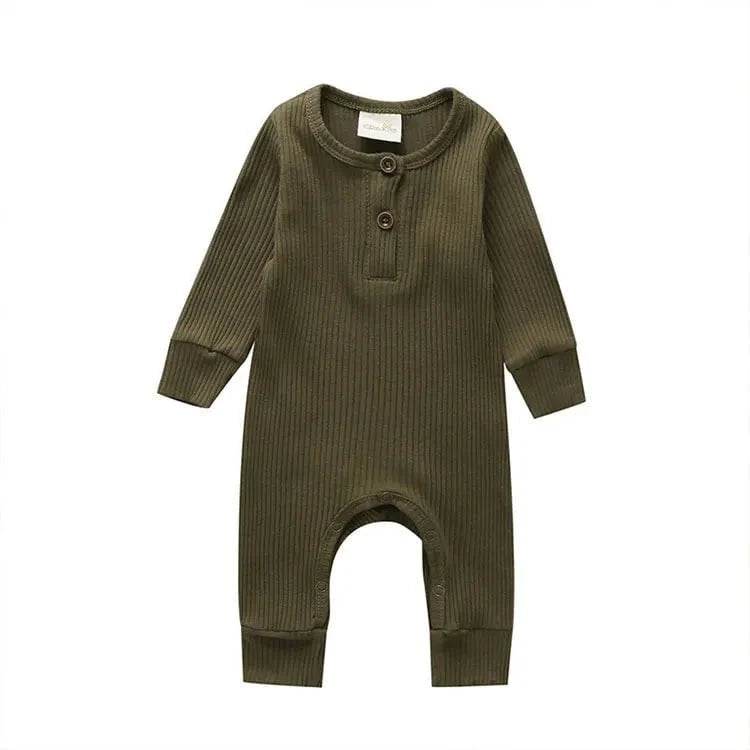 Summer Unisex Newborn Baby Clothes Solid Color Baby Rompers Cotton Long Sleeve Toddler Romper Infant Clothing 3-18 Months - Giggles And Grab