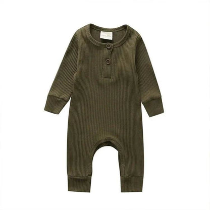 Summer Unisex Newborn Baby Clothes Solid Color Baby Rompers Cotton Long Sleeve Toddler Romper Infant Clothing 3-18 Months - Giggles And Grab