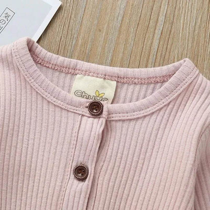 Summer Unisex Newborn Baby Clothes Solid Color Baby Rompers Cotton Long Sleeve Toddler Romper Infant Clothing 3-18 Months - Giggles And Grab