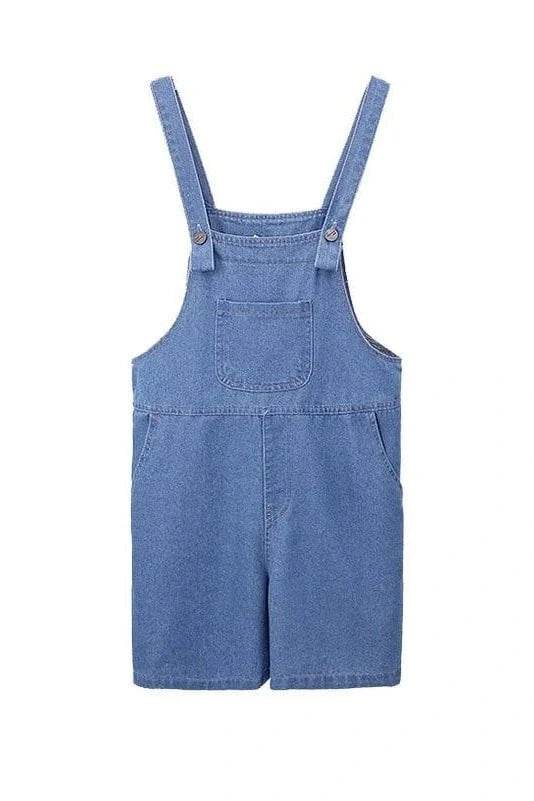 T-Shirt & Denim Blue Bib Shorts – Jeans Overalls for Boys & Girls - Giggles And Grab